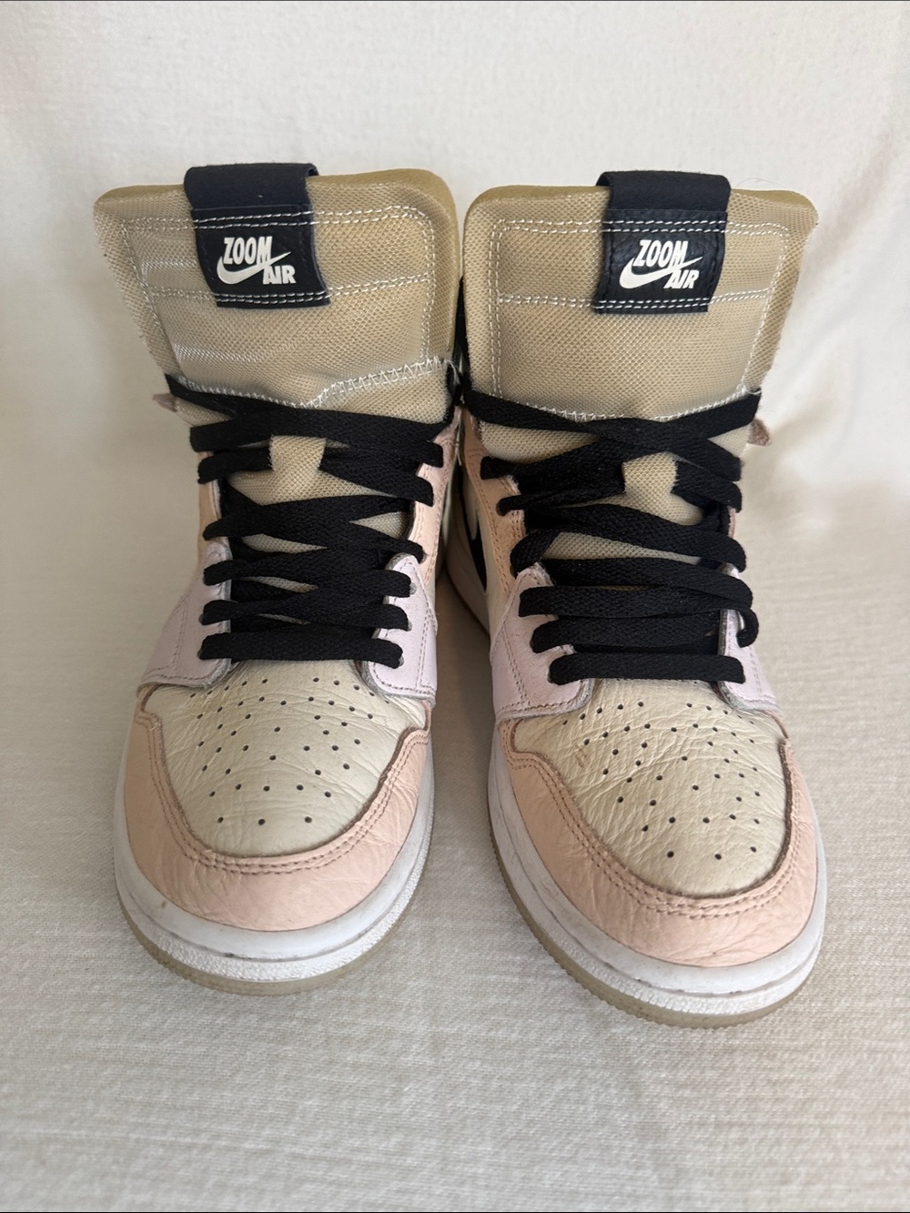 Nike High-Top Sneakers in Beige, Pink & Black
